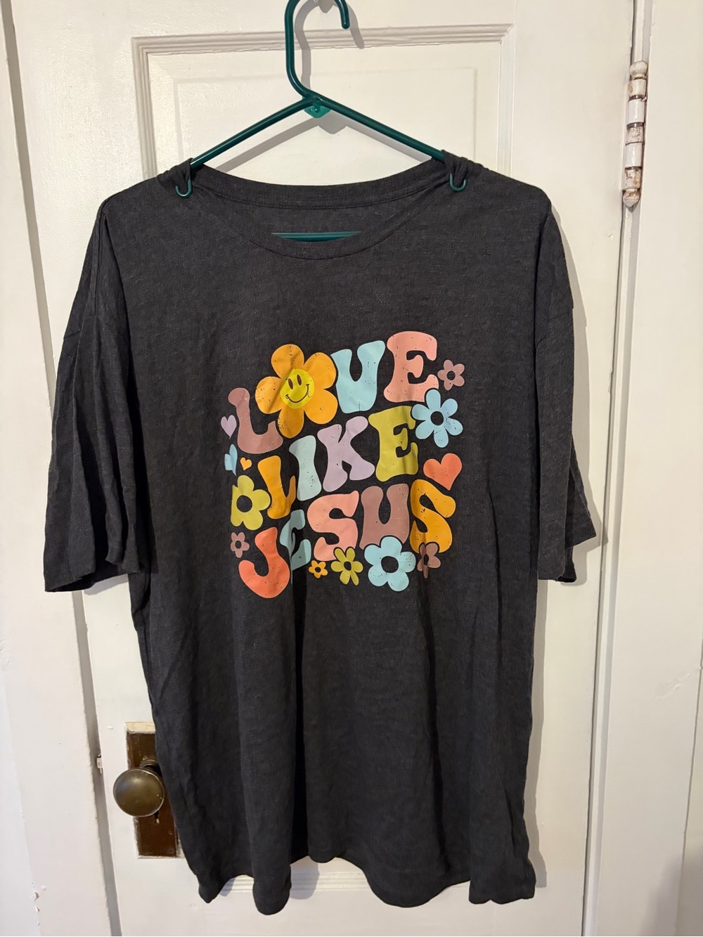 Love Like Jesus Graphic Tee - Multicolor on Charcoal
